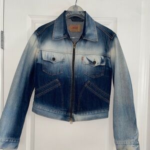 LEVI’S Rare Two Tone Dark Light Denim Zip-Up Jacket Size Girls L/ Women S